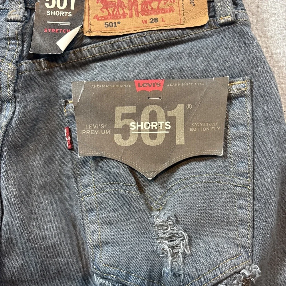 Levi's 501 Denim Stretch Sz 28 Men's Shorts Grunge Buttonfly Distressed Holes